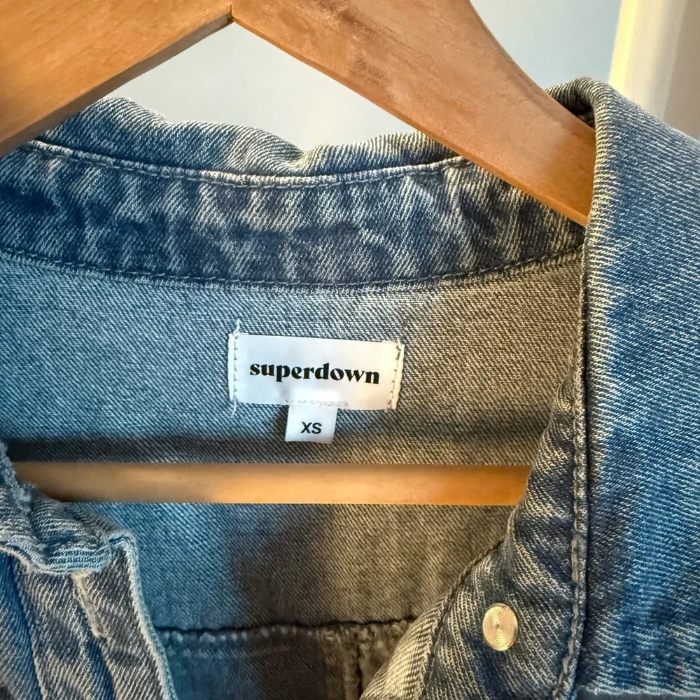 superdown Light Blue Denim Shirt Dress - Picture 2 of 4